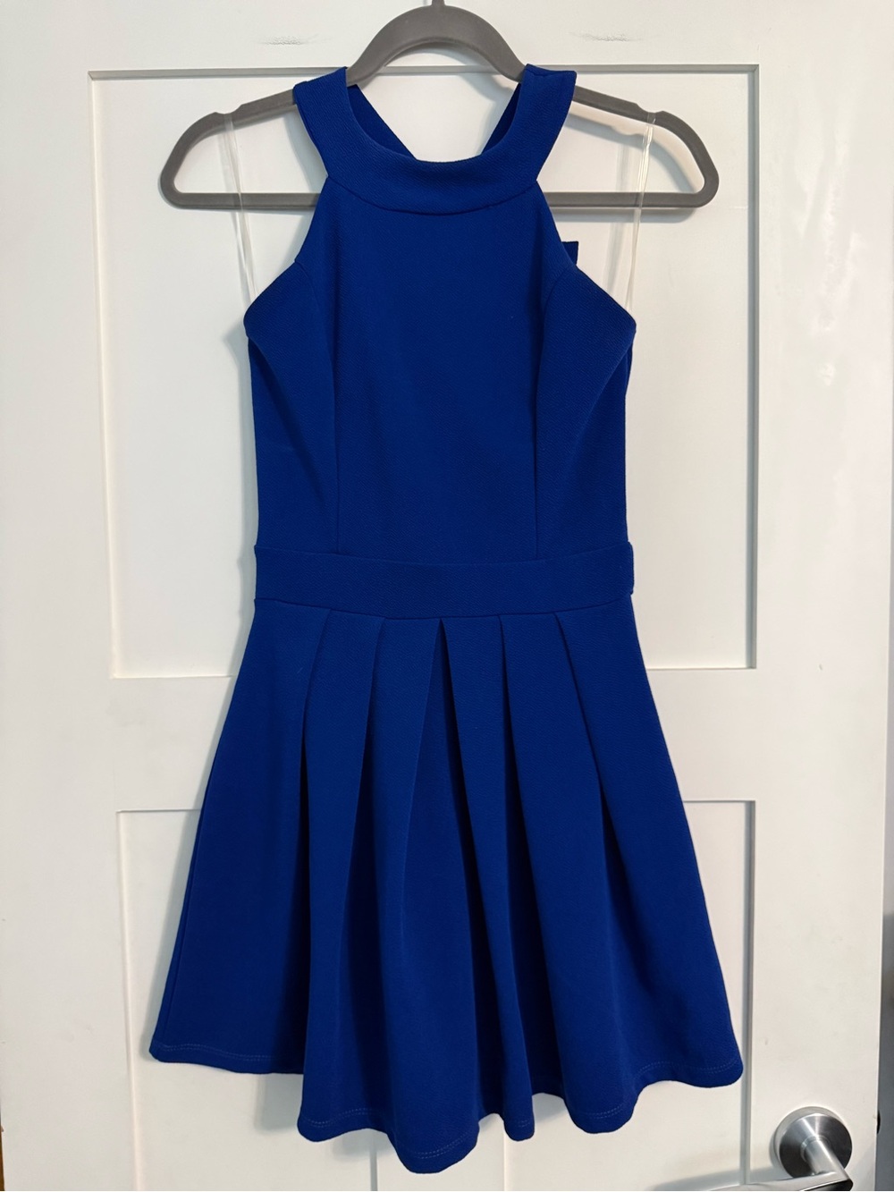 Royal Blue Halter Fit-and-Flare Mini Dress